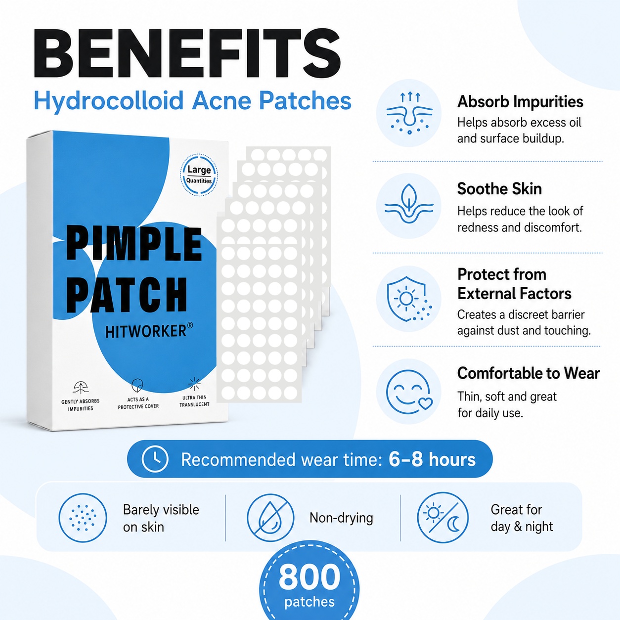 800Pcs Hydrocolloid Acne Pimpl - Face Oil 评论和价格